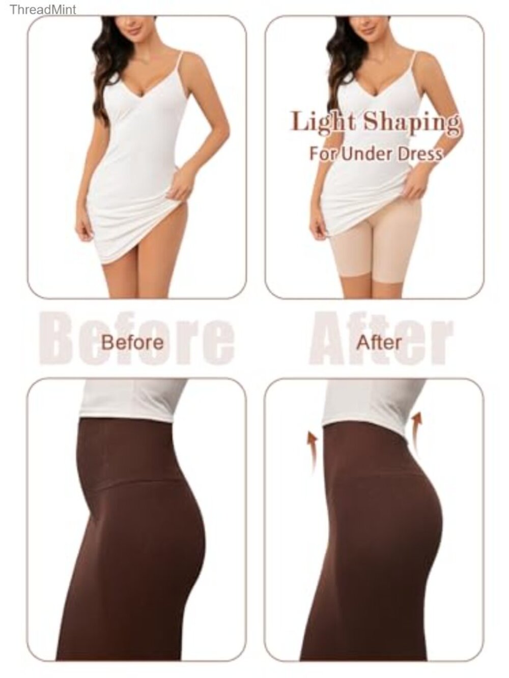 Seamless Mid-Waist Mid-Thigh Shapewear Shorts, Light Tummy Control, No-Roll - Picture 2 of 6